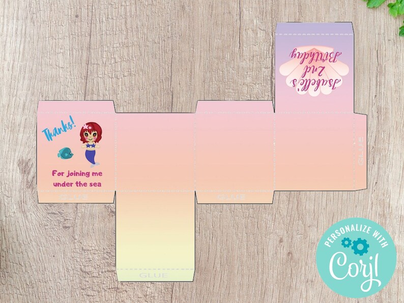 Mermaid Party Favor Box Printable Editable INSTANT DOWNLOAD - Etsy