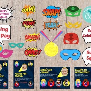 Super Girls Party Bundle Printable Editable INSTANT DOWNLOAD Invitation ...