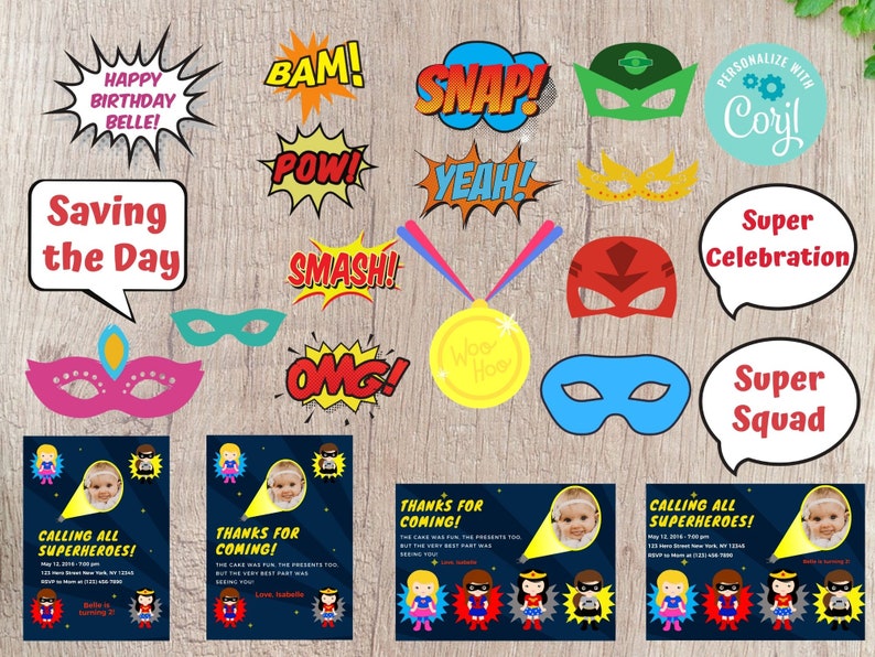 Super Girls Party Bundle Printable Editable INSTANT DOWNLOAD - Etsy