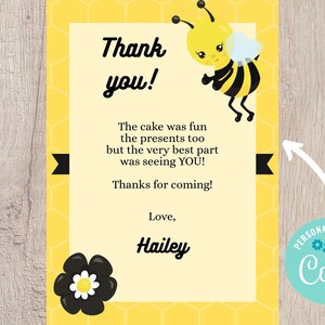 Bee-Day Party Verticale Bedankkaart - Bewerkbare INSTANT DOWNLOAD