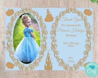 Cinderella Photo Thank You Card - Fully Editable INSTANT DOWNLOAD