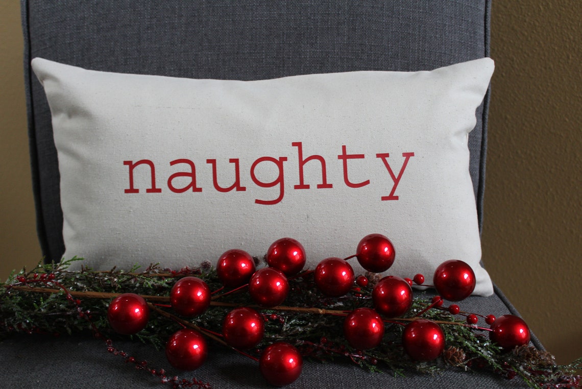 Naughty/nice Reversible Pillow Cover FREE SHIPPING Etsy