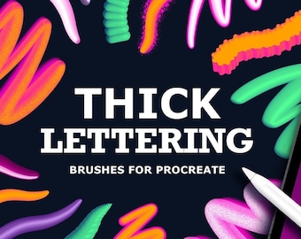 3D Lettering Brushes for Procreate: Thick Brush Set