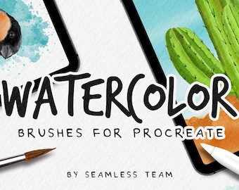 Realistic Watercolor brushes for procreate / Includes 3 Watercolor Paper Canvases
