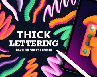 3D Lettering brushes for Procreate / Digital 3D brush set for Procreate app