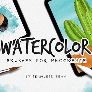 Realistic Watercolor brushes for procreate / Includes 3 Watercolor Paper Canvases