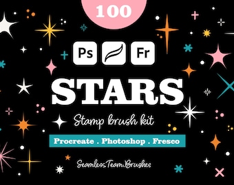 Star Stamp Brushes: Sparkle & Twinkle Set for Procreate, Photoshop, Fresco