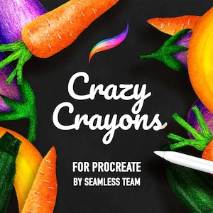 Crayon brushes for Procreate / Set of 12 crayon brushes / Ipad + apple pencil