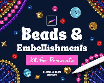 Beads and Embellishment brush kit for Procreate / Realistic beads and gemstones for  Procreate