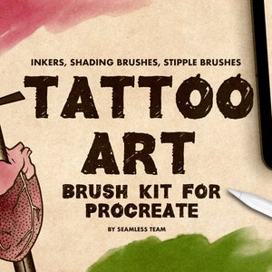 Kit de pinceaux pour tatouage Procreate : encreurs, nuanceurs, pointillés