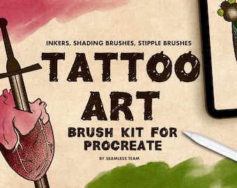 Tattoo art brush kit for procreate / Set of 32 brushes / Procreate tattoo brushes  / iPad Procreate app