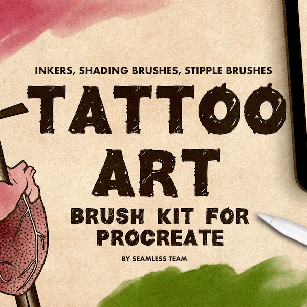 Tattoo art brush kit for procreate / Set of 32 brushes / Procreate tattoo brushes  / iPad Procreate app