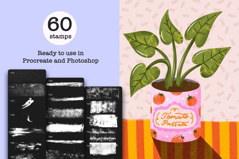 Grungy Texture Stamps for Procreate and Photoshop- One click texture brushes image 3