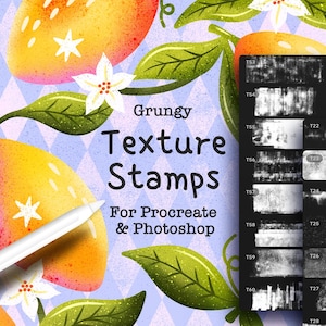 Grungy Texture Stamps for Procreate and Photoshop- One click texture brushes image 1
