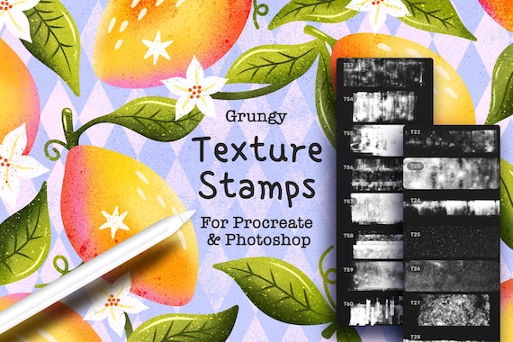Grungy Texture Stamps for Procreate and Photoshop-  One click texture brushes