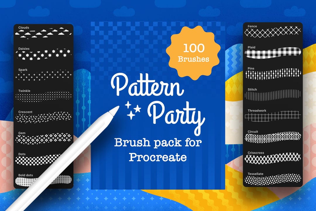 100 Procreate Pattern Brushes - Playful Pattern Bundle - Etsy