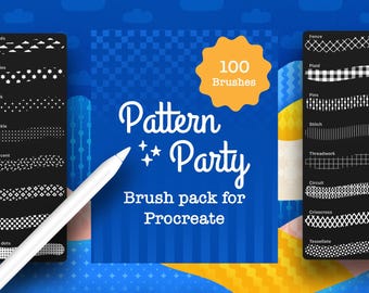 100 Pattern brushes for Procreate, Seamless geometric pattern bundle