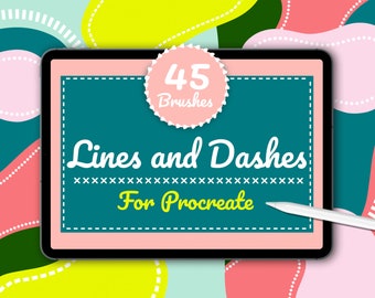 Lines & Dashes Procreate brushes/ Set of 45 brushes / procreate brushes / digital brush set / chain brushes