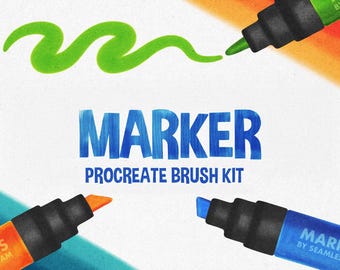 Procreate Marker Brushes +  Realistic Paper Canvas