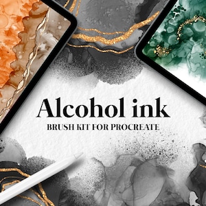 Alcohol ink brushes for Procreate / Dynamic alcohol ink and Metallic brushes / Digital painting in Procreate