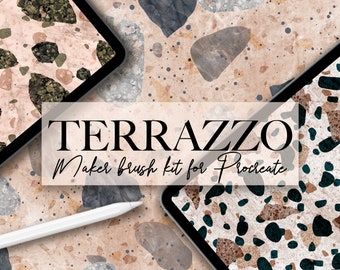 Terrazzo brushes for Procreate / Marble and stone textures / Terrazzo backgrounds / Procreate brush pack