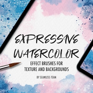 Expressive Procreate Watercolor Brushes - Create Watercolor Backgrounds - Organic Salty Texture Brush Set