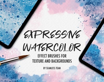 Expressive Procreate Watercolor Brushes - Create Watercolor Backgrounds - Organic Salty Texture Brush Set