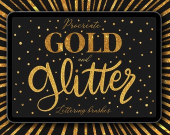 Gold and Glitter lettering brushes for Procreate / Gold & Metallic texture brush pack / Procreate 5