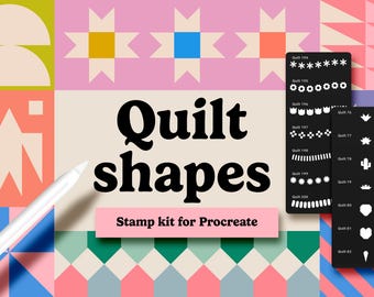280 Procreate Quilt Stamps - Quilt Block Brush Set for Pattern Making and Illustrations
