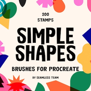 Simple Shapes Brushes for Procreate / Set 0f 200 stamp brushes / Geometric shape stamps / Ipad + apple pencil