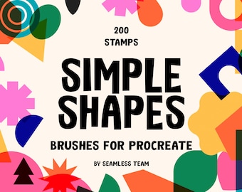 Simple Shapes Brushes for Procreate / Set 0f 200 stamp brushes / Geometric shape stamps / Ipad + apple pencil