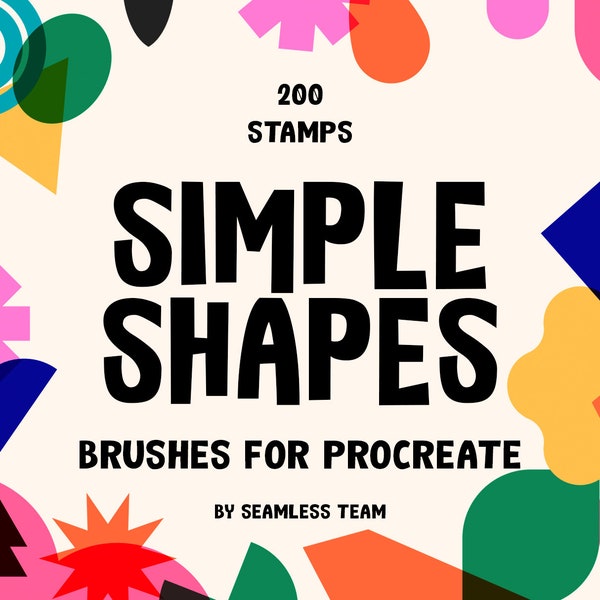 Simple Shapes Brushes for Procreate / Set 0f 200 stamp brushes / Geometric shape stamps / Ipad + apple pencil