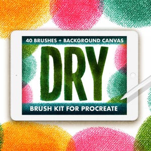 Procreate Dry Brush Kit: 40 Texture Brushes + Texture Canvas