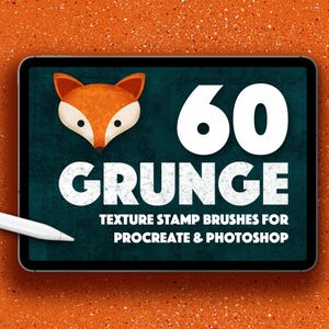 60 Grunge Stamps Photoshop and Procreate / Inky, halftone, grunge stamp textures