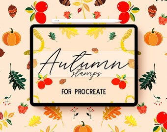 Autumn Stamp brushes for Procreate / Set of 45 stamps / Ipad Procreate App