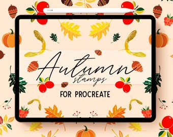 Autumn Stamp brushes for Procreate / Set of 45 stamps / Ipad Procreate App