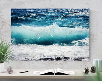 138-5/"x 7/" ORIGINAL CANVAS FINE ART PRINT SEASCAPE Ocean Walls Waves Rough Sea