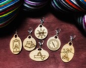 Camping Stitch Markers Camping Progress Keepers Camping Charms Wooden Stitch Marker Outdoors stitch markers