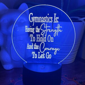 Gymnastics Quote LED Night Light, Girl Power, Strength, Motivational, Inspirational