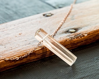 Clear Quartz Pendant Necklace, Handmade Quartz Pendant Jewelry