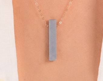 Angelite Necklace, Vertical Bar Angelite Pendant Necklace