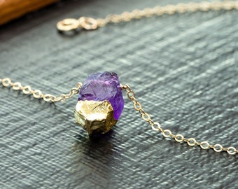 Amethyst Crystal Gold Dipped Necklace