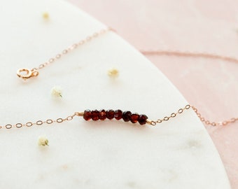 Garnet Necklace, January Birthstone Necklace, Garnet Jewelry, Garnet Crystal Necklace, Christmas Gift For Her, Birthstone Crystal Jewelry