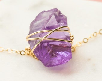 Raw Amethyst Gemstone Necklace