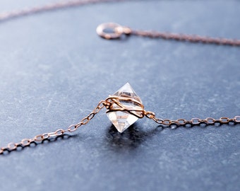 Natural Herkimer Diamond Heart Necklace Crazy Love Heart Necklace Raw Herkimer Diamond Necklace Gift For Her I Love You Heart Necklace