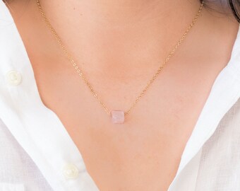 Rose Quartz Necklace Gold,Silver,Gold Filled,Rose Gold Filled Necklace,Custom Jewelry,Jewelry Gift,Personalized Necklace,Schmuck,For her