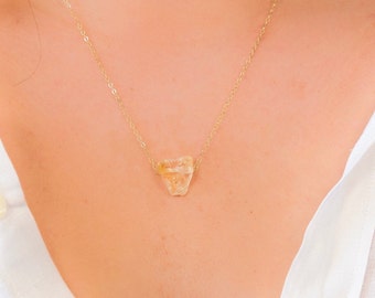 Raw Citrine Necklace, Citrine Crystal Necklace, Natural Citrine Pendant, Citrine Necklace for Women, Citrine Necklace Sterling Silver