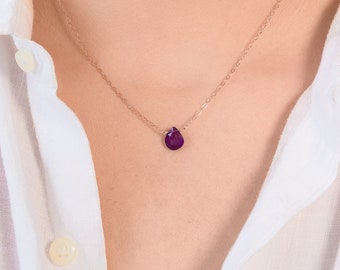 Collier délicat d'améthyste, collier de pierre de naissance de février, cadeaux de pierre de naissance pour maman, cadeau de Noël pour maman, cadeau d'anniversaire améthystePierre de naissance