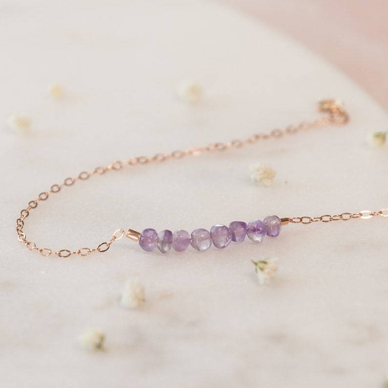 Amethyst Necklace, February Birthstone Necklace, Amethyst Jewelry, Amethyst Crystal Necklace, Christmas Gift For Girlfriend,Anniversary Gift image 1