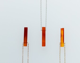 Crystal Pendant Necklace For Women, Carnelian Jewelry, Vertical Bar Layering Necklace, Carnelian Pendant Necklace, Dainty Jewelry Set